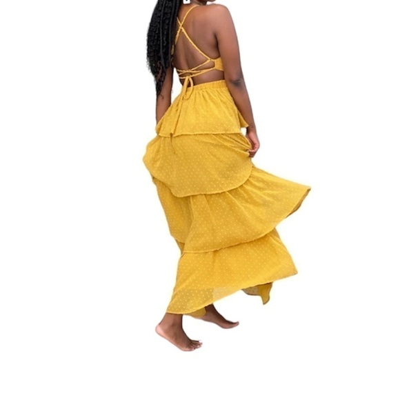 RUFFLE Maxi Dress. Yellow. Small. NWT - Picture 2 of 3